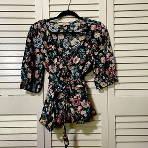 LOFT floral wrap blouse.